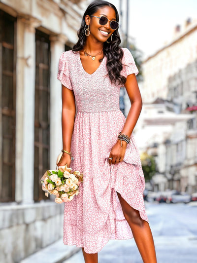 Susan - Vestido con Escote en V y Mangas Escalonadas