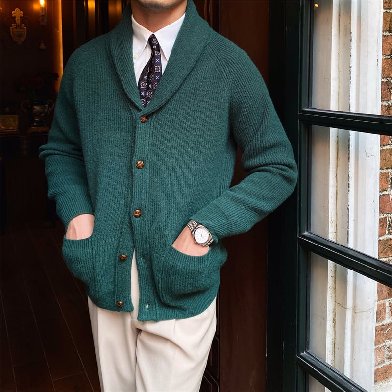Cardigan elegante de punto para hombre con solapa clasica - Davide