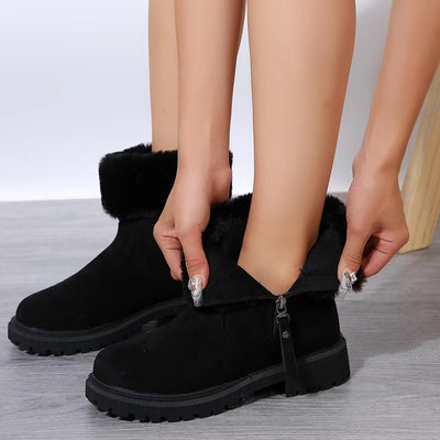 Botines para mujer estilo invernal con borde afelpado - Elinea