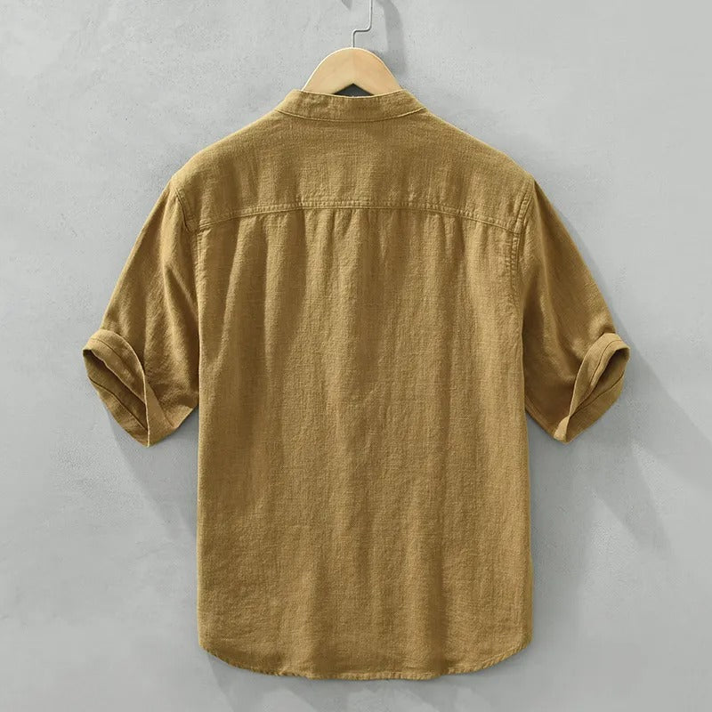 Camisa casual hombre cuello mao lino - Dario