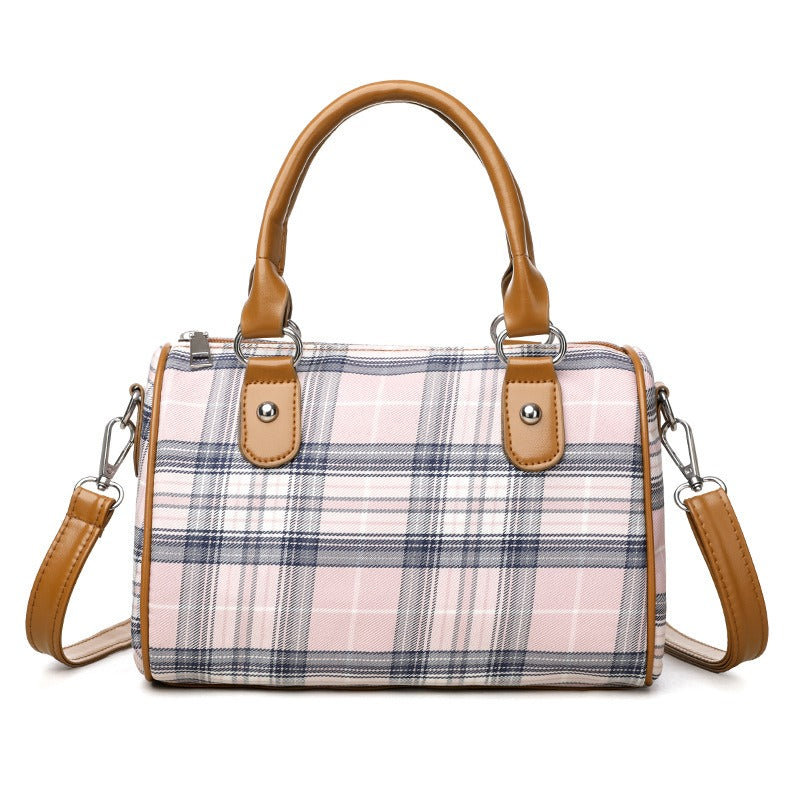 Bolso de hombro para mujer estampado tartán con asas en contraste - Milena