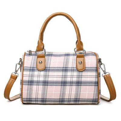 Bolso de hombro para mujer estampado tartán con asas en contraste - Milena