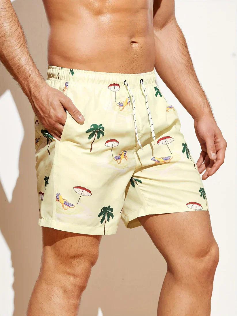 Tom - Pantalones cortos de playa con estampado de palmeras