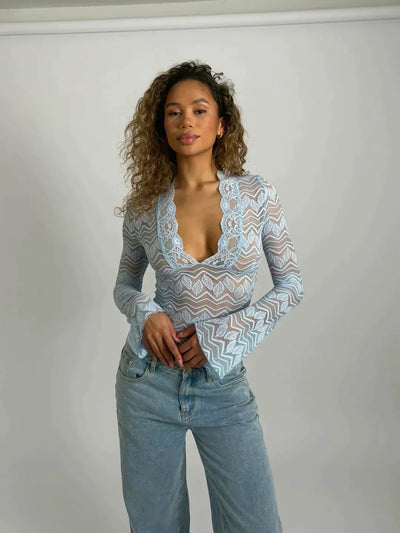 Carina - Blusa de encaje de moda moderna
