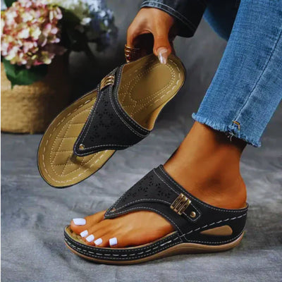 Celine - Sandalias de cuña para mujer con puntera de clip en piel de PU