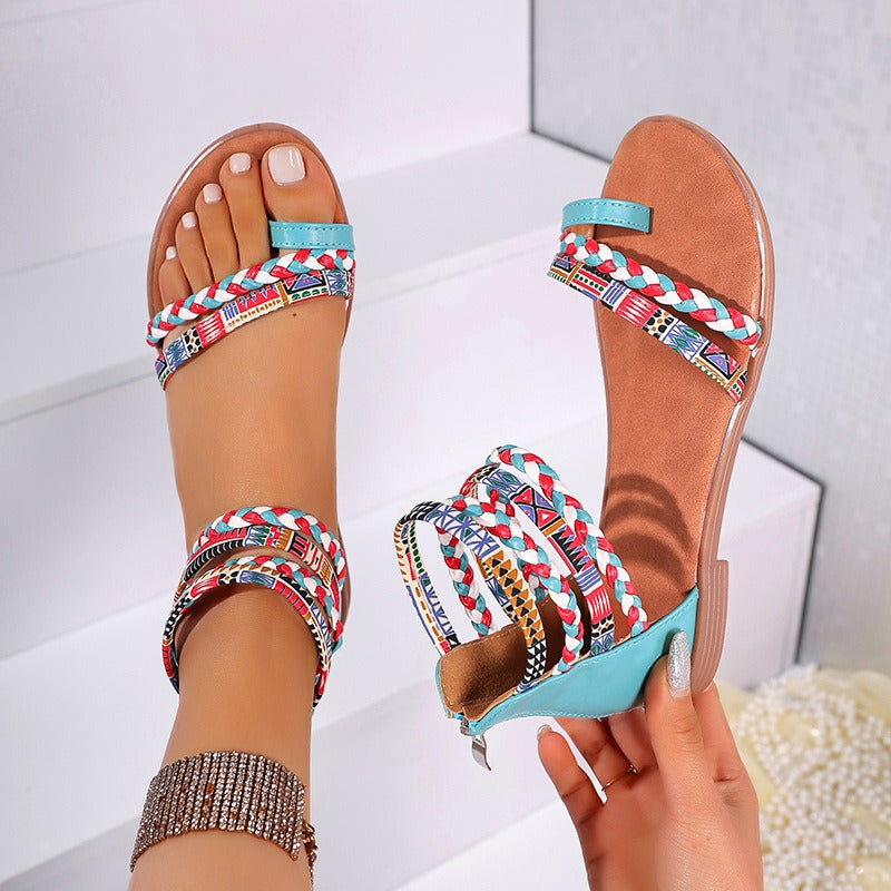Sandalias planas para mujer diseño étnico trenzado - Nayeli