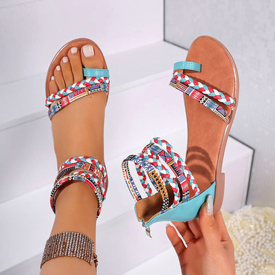 Sandalias planas para mujer diseño étnico trenzado - Nayeli