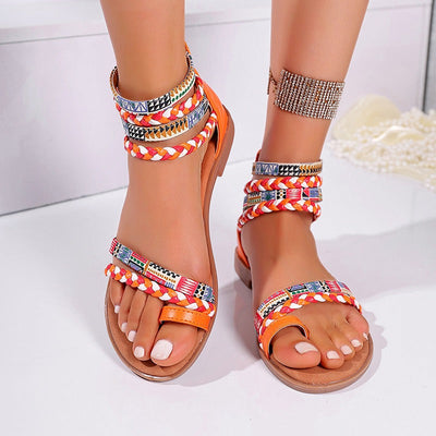 Sandalias planas para mujer diseño étnico trenzado - Nayeli