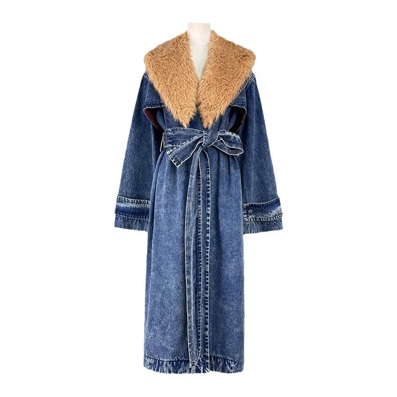 Danella - Trendy Jean Trench Coat para Mujer