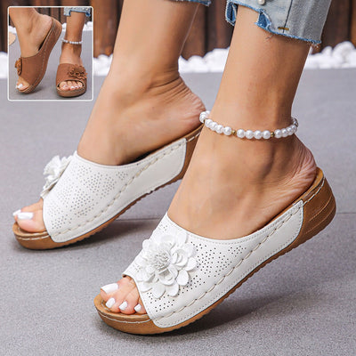 Sandalias mujer cuña flor decorativa - Calista