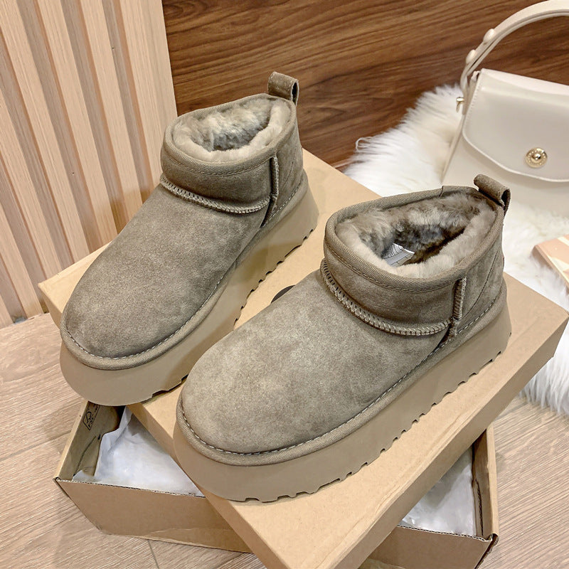 Botines de invierno para mujer en ante con suela gruesa - Helena