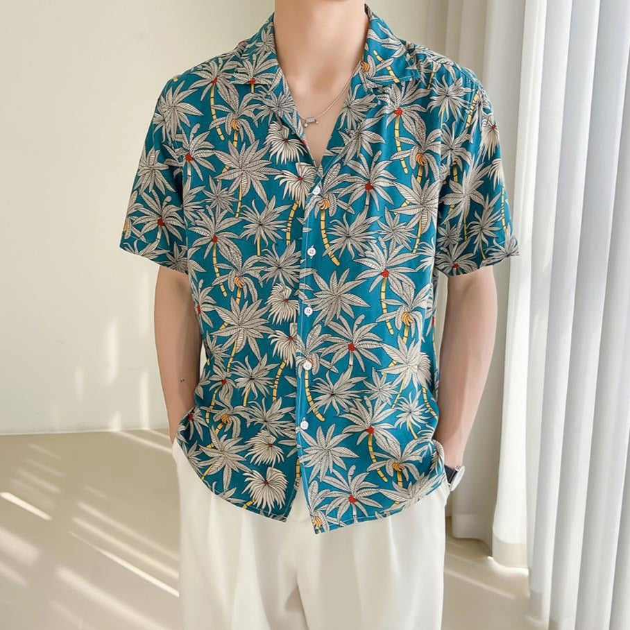 Camisa para hombre viscosa con estampado tropical estilo holgado - Julián