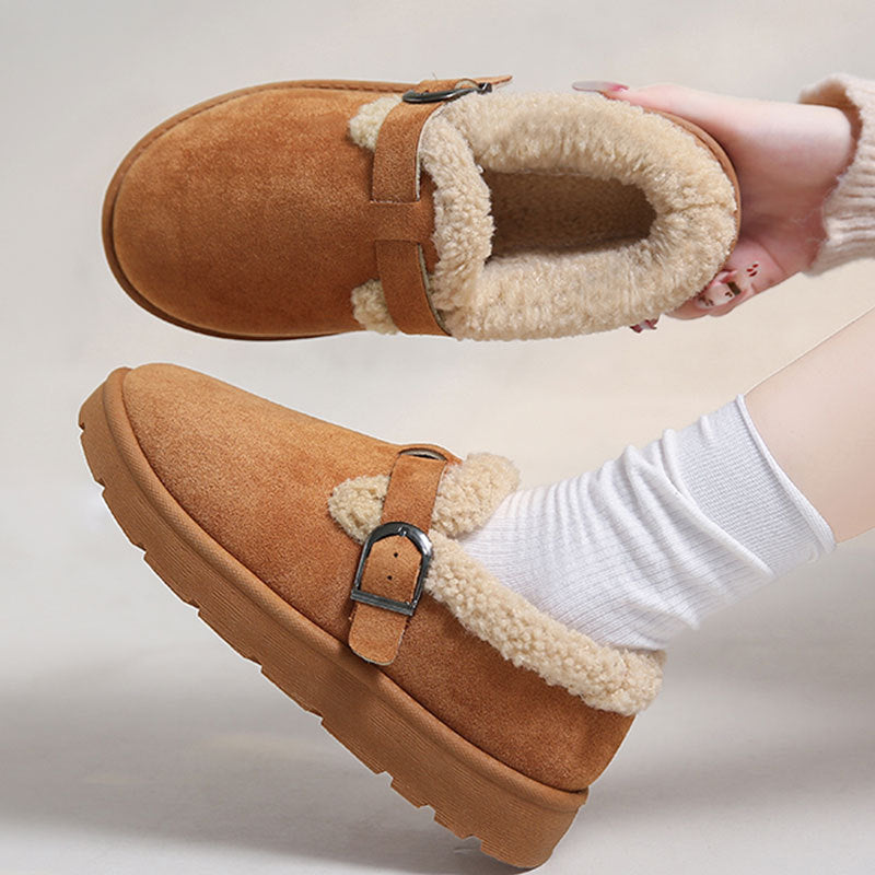 Zuecos de invierno para mujer en ante con hebilla ajustable - Linnea