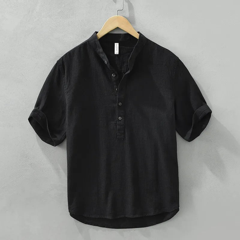 Camisa casual hombre cuello mao lino - Dario