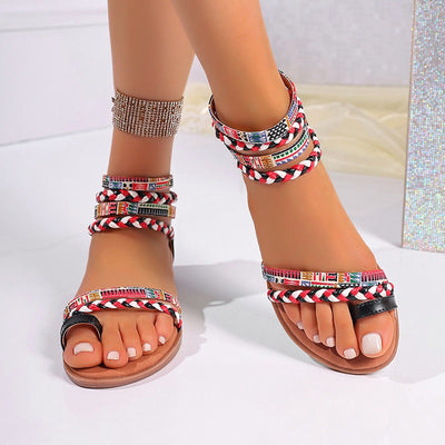 Sandalias planas para mujer diseño étnico trenzado - Nayeli