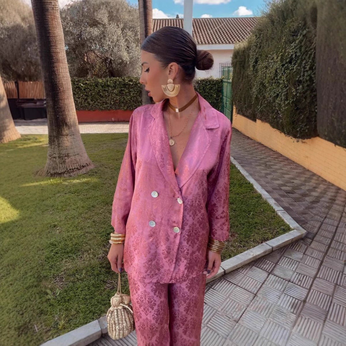 Conjunto pantalón y blazer mujer estampado floral - Venera