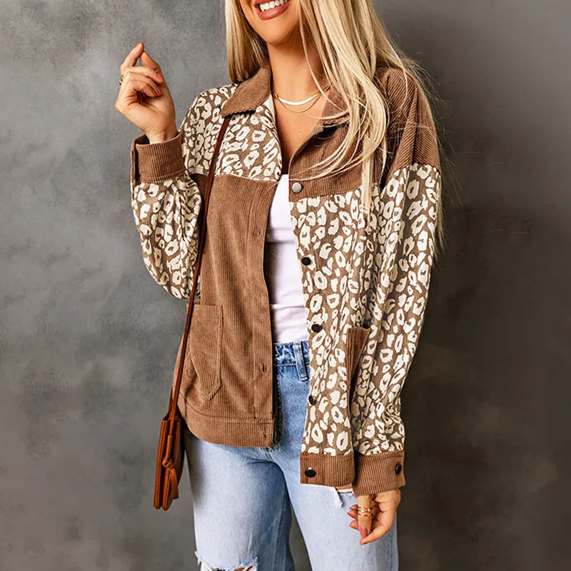 Ally - Chaqueta de cordón para mujer con detalles de leopardo