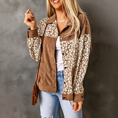 Ally - Chaqueta de cordón para mujer con detalles de leopardo