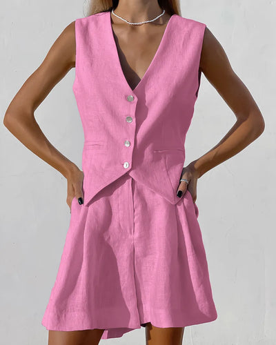 Xenia - Conjunto de pantalón y chaleco sin mangas Chic para mujer