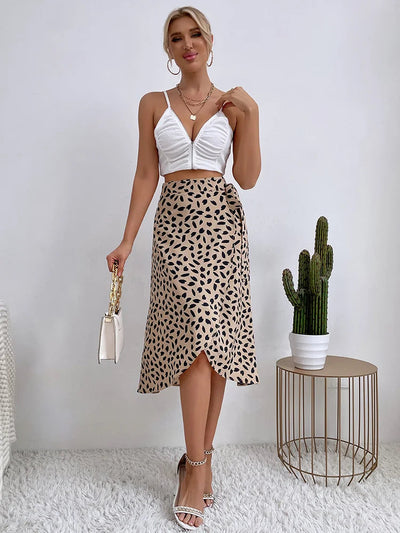 Falda envolvente mujer estilo boho estampado asimétrico verano - Isadora