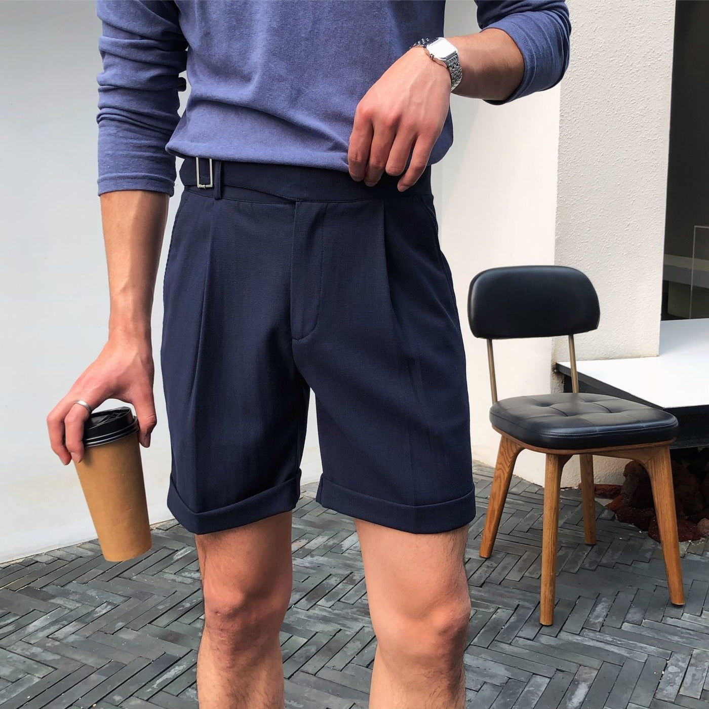 Pantalones cortos de hombre con pinzas elegantes  - Lorenzo