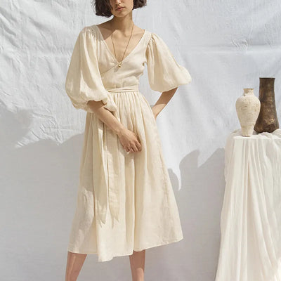 Natalie - Vestido de dama con mangas abullonadas