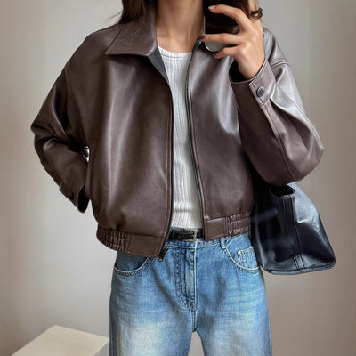 Chaqueta de cuero de manga larga para mujer - Elvira