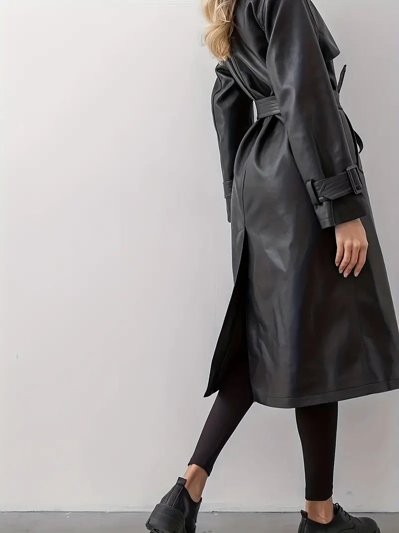 Gabardina de cuero con cinturón - Hayle