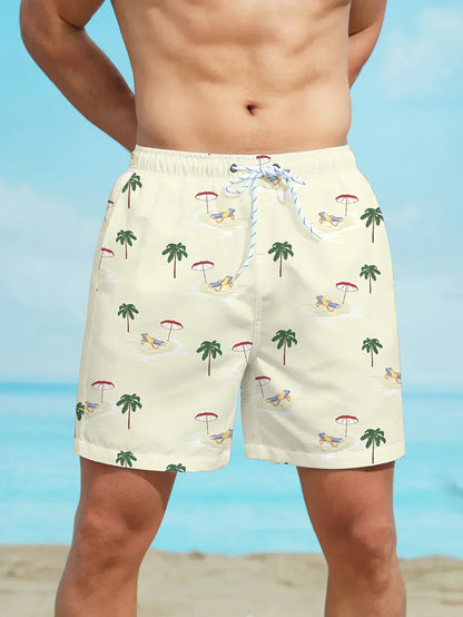 Tom - Pantalones cortos de playa con estampado de palmeras