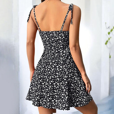 Vestido corto para mujer floral con tirantes y volantes estilo veraniego - Amalia