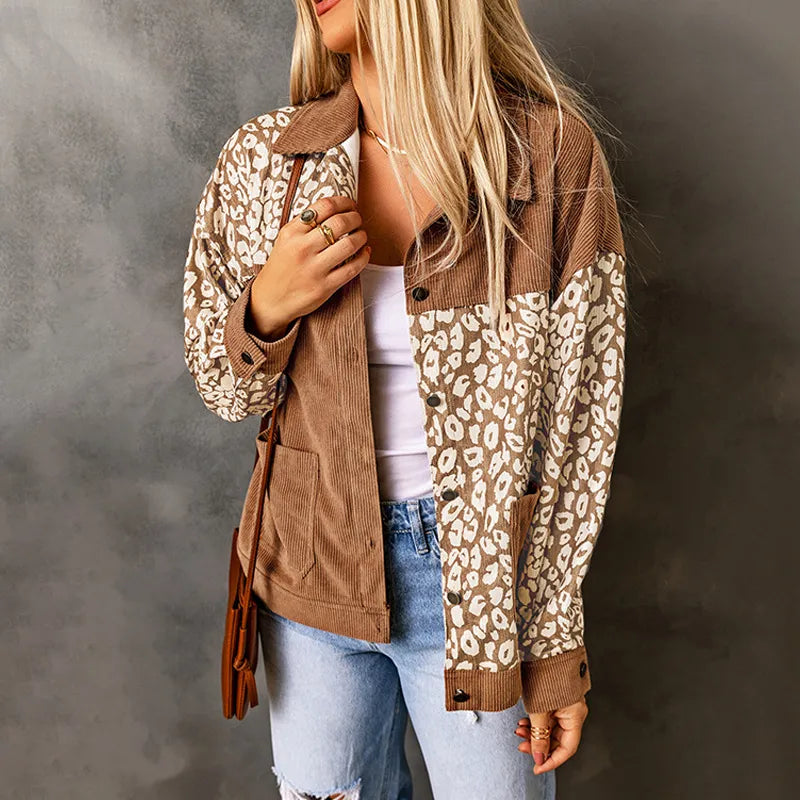 Ally - Chaqueta de cordón para mujer con detalles de leopardo