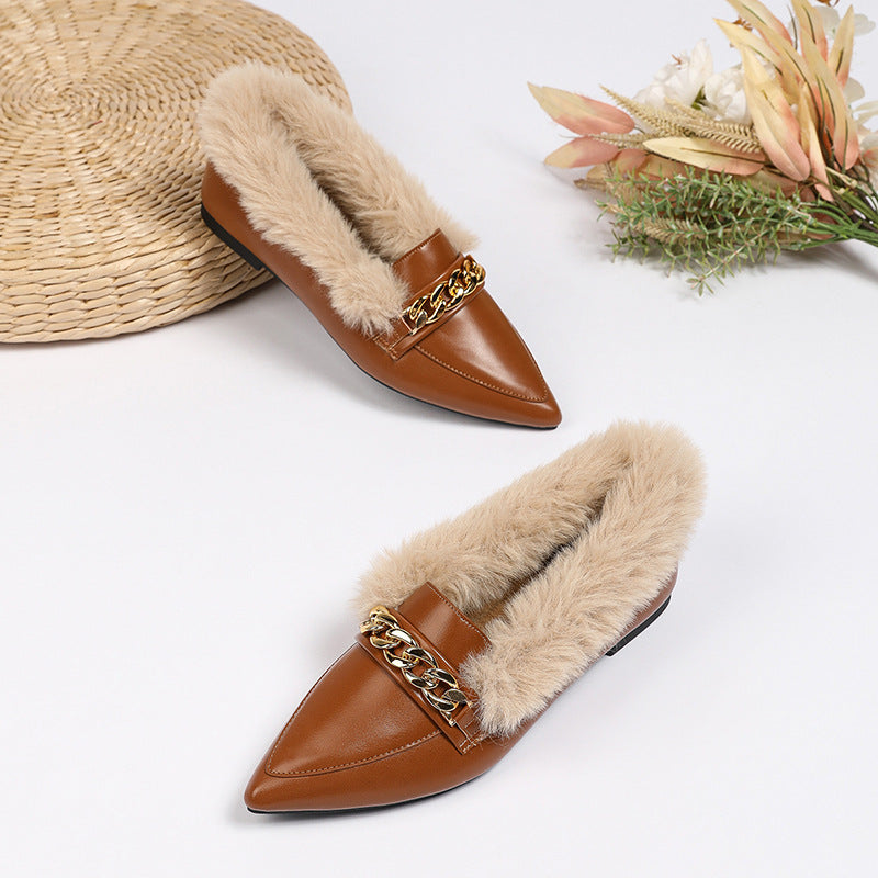 Mocasines para mujer de punta fina con forro - Ameline