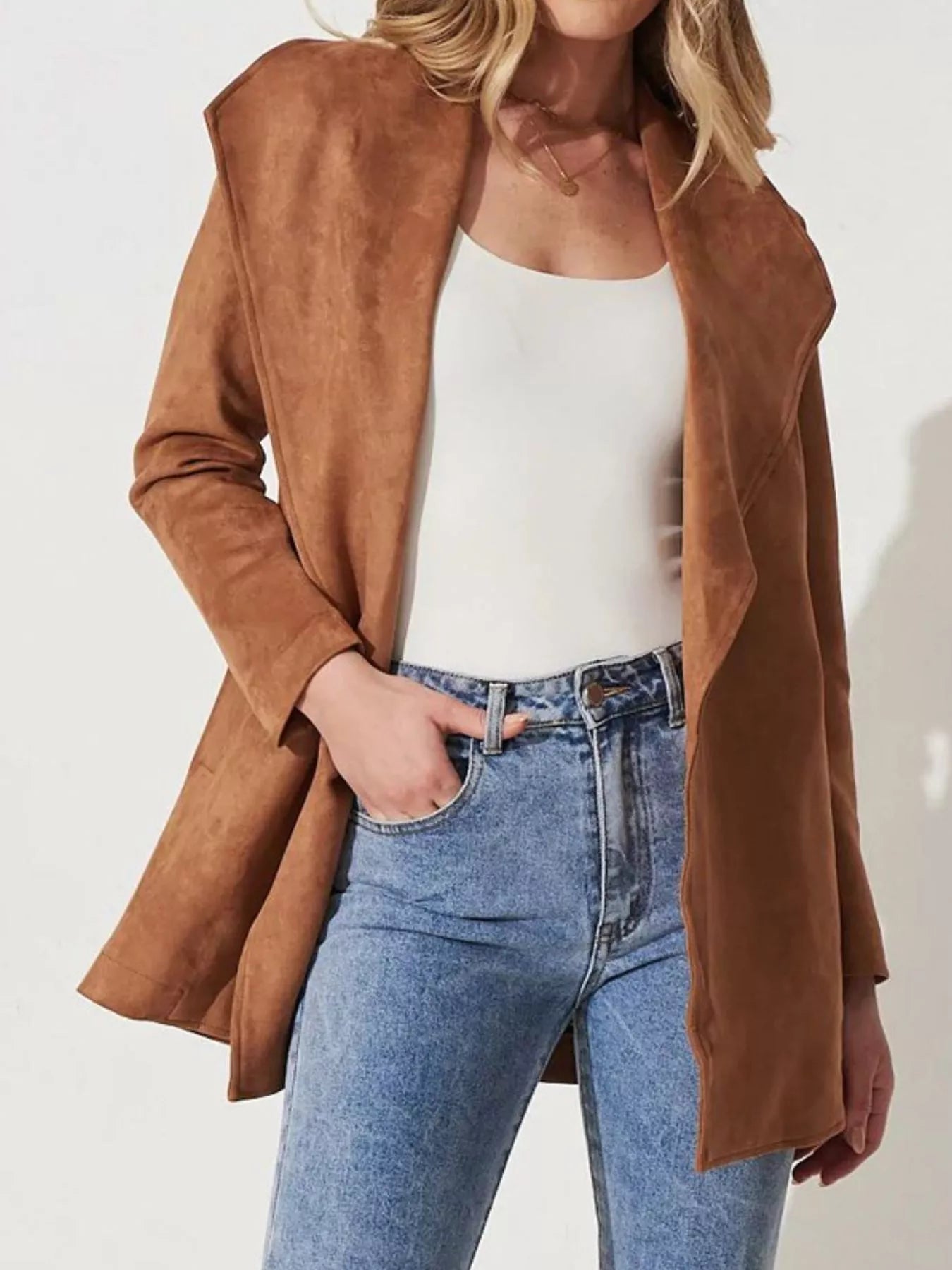 Chaqueta de ante suave con cuello amplio - Celinne