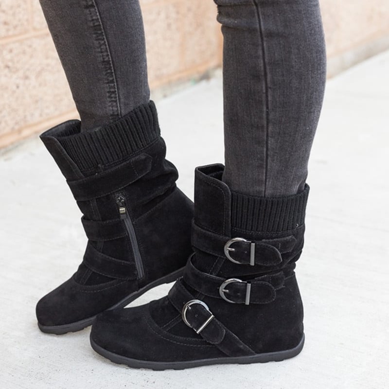 Botas ajustables para mujer efecto ante - Avenne