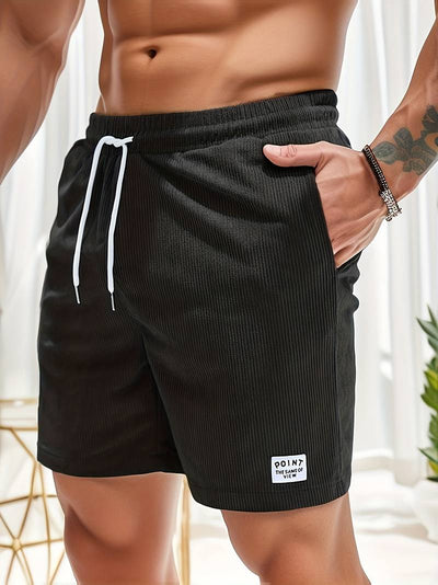 Pantalón corto casual de pana para hombre con cordón de ajuste