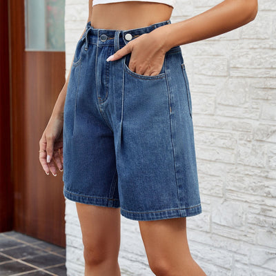 Bermuda denim mujer corte recto estilo vintage - Kendra
