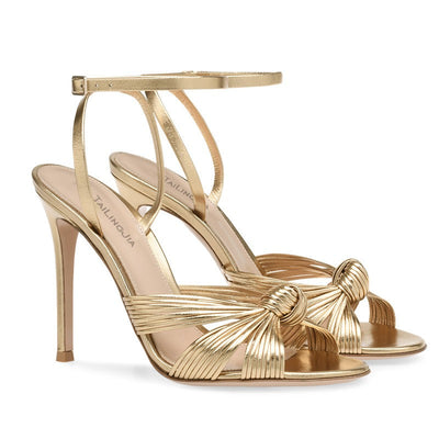 Sandalias para mujer de tacón alto metalizado diseño nudo elegante - Daniela