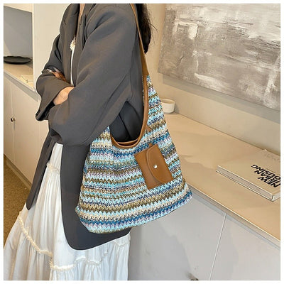 Bolso shopper mujer tejido de rafia con detalle de monedero - Martina