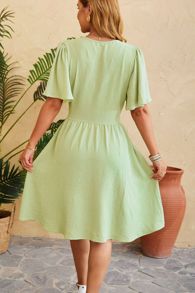 Vestido midi mujer escote cruzado manga corta - Isadora
