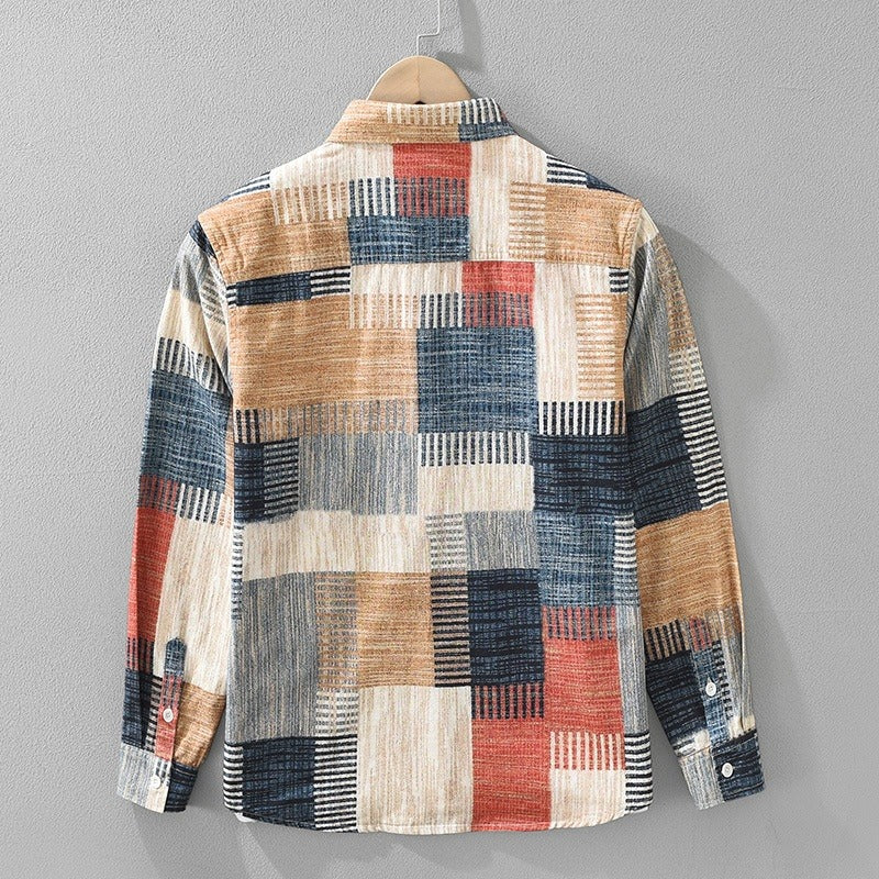 Camisa para hombre algodón estampado patchwork estilo casual - Hector