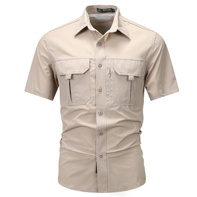 Camisa manga corta hombre poliéster técnico estilo utilitario - Mateo