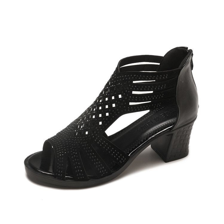 Sandalias mujer tacón medio diseño romano - Elvira