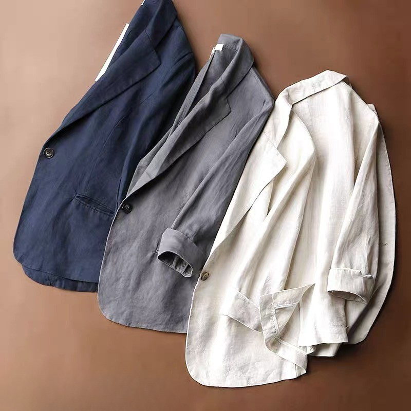 Blazer casual de lino para mujer - Amara