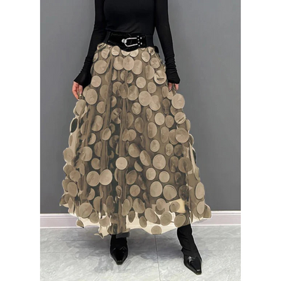 Falda maxi vintage de cintura alta y lunares para mujer