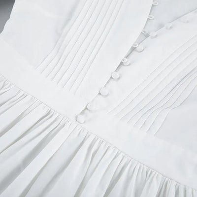 Vestido corto para mujer botones decorativos estilo evasé - Mirella
