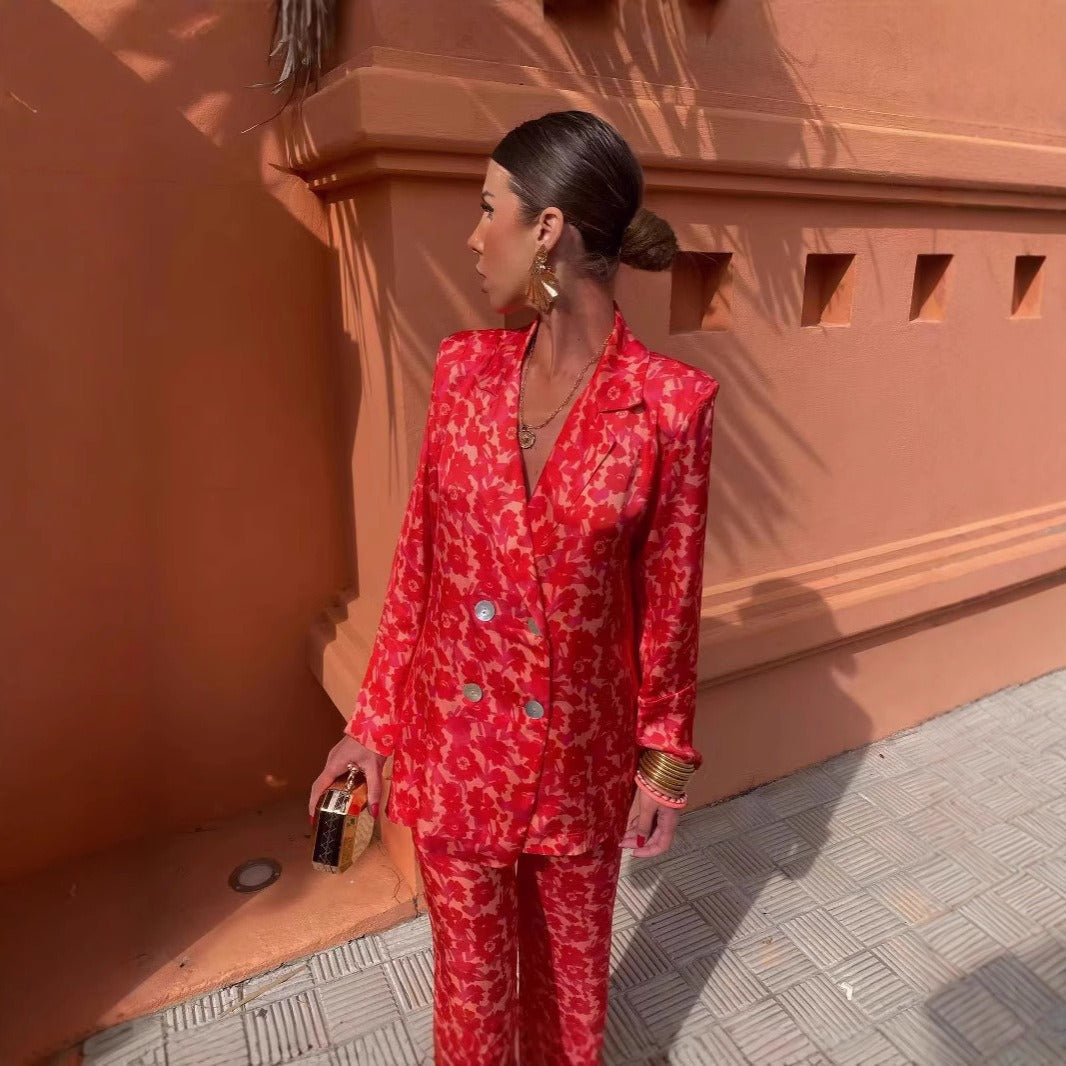Conjunto pantalón y blazer mujer estampado floral - Venera