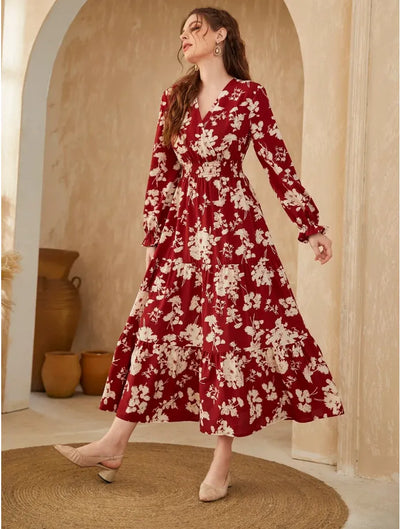 Naiara - Vestido entallado de manga larga y cuello en V