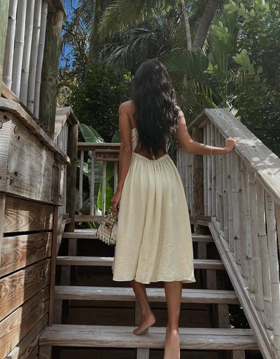 Addison - Vestido midi con escote cruzado y espalda descubierta