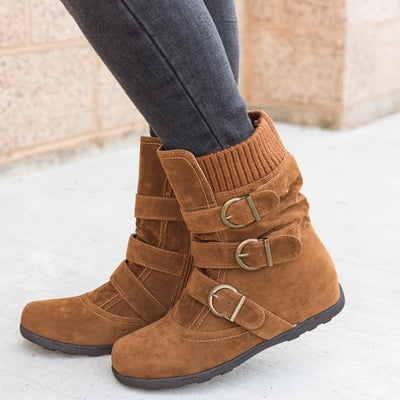 Botas ajustables para mujer efecto ante - Avenne