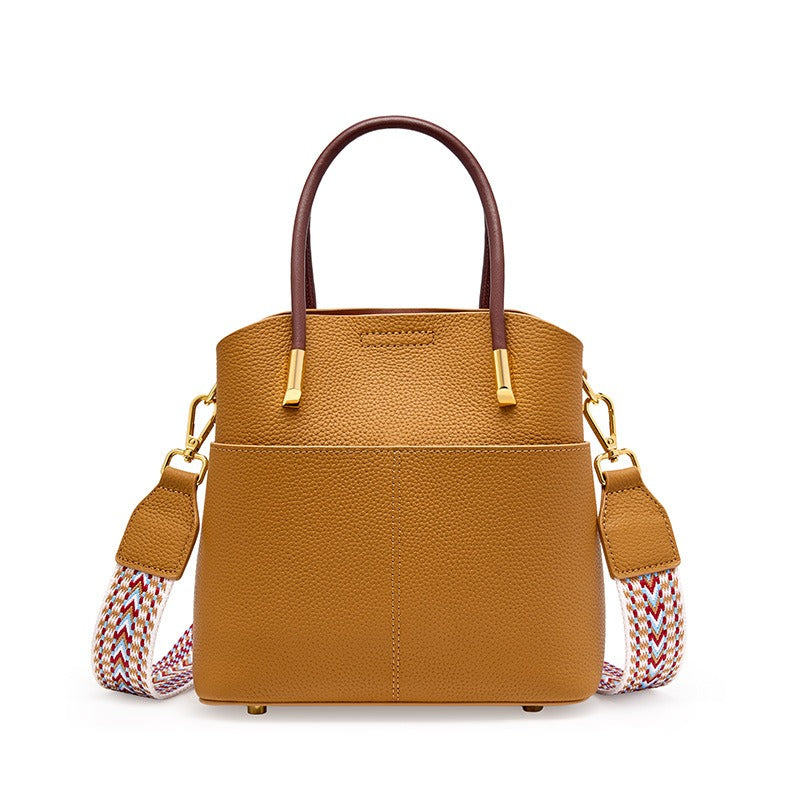 Bolso bucket para mujer de piel granulada con asa doble - Emilia